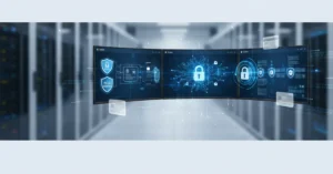 Azure cloud dashboard showing PCI DSS compliance shields and payment processing automation pipelines for secure fintech infrastructure