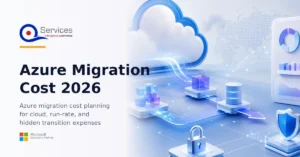 Azure migration cost 2026 guide with QServices and Microsoft Solutions Partner branding